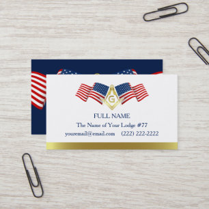 Masonic Business Card-sjabloon Amerikaanse vlag Visitekaartje