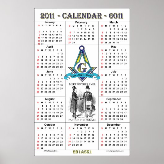 Masonic Calendar 2011 Poster (Voorkant)