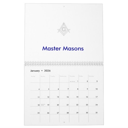 Masonic Calendar Kalender (Jan 2026)