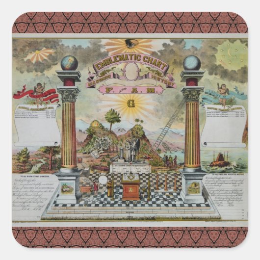 Masonic Chart 2 Vierkante Sticker (Voorkant)