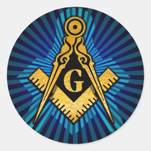 Masonic Compass and Square Ronde Sticker (Voorkant)