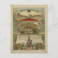 Masonic Diploma Freemason Freemasonry 1891