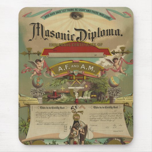 Masonic Diploma Freemason Freemasonry 1891 Muismat (Voorkant)