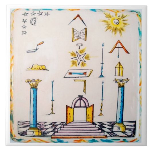 Masonic Dutch Blue Tile 18th Century Tegeltje (Voorkant)