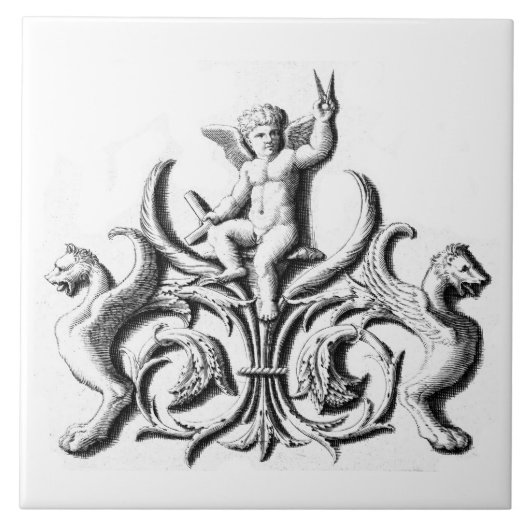 Masonic Dutch Blue Tile 18th Century Tegeltje (Voorkant)