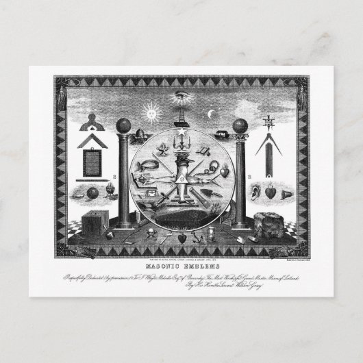 Masonic Emblems Chart uit 1874 Briefkaart (Voorkant)