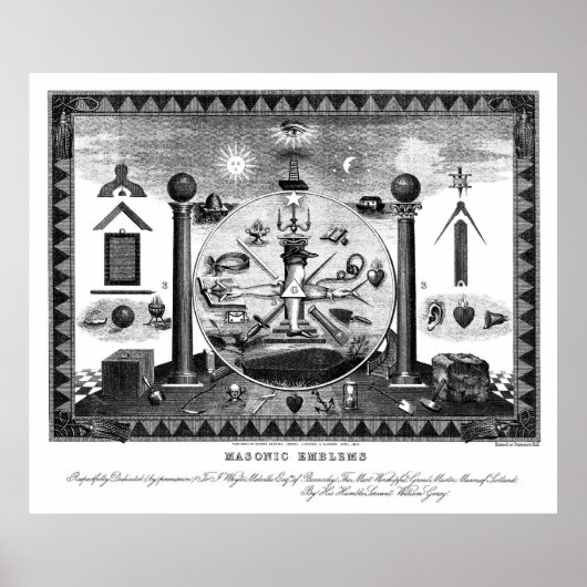 Masonic Emblems Chart uit 1874 Poster (Voorkant)