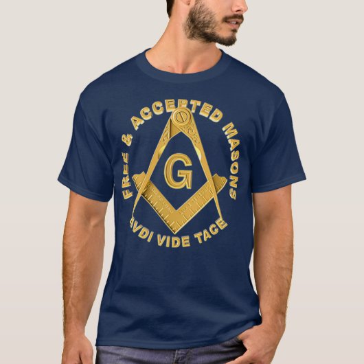 Masonic F AM Masons Square Compass Freemason T-shirt (Voorkant)