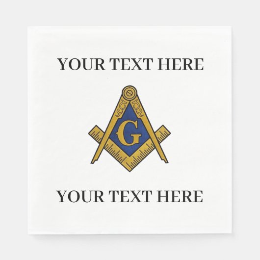 Masonic Freemason Square and Compass Blue Servet (Voorkant)