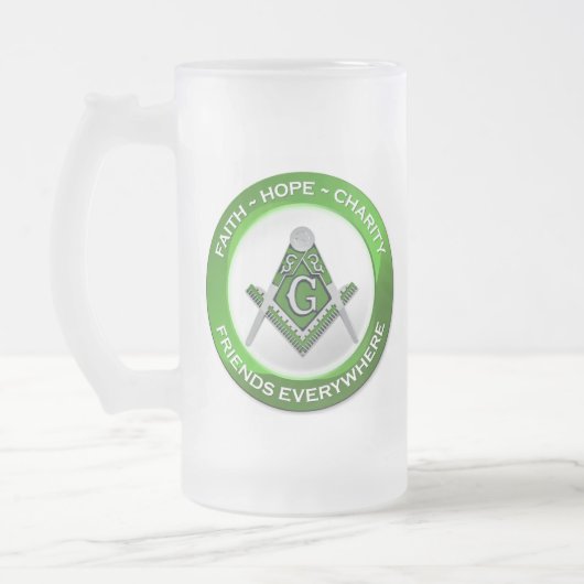 Masonic Frosted Mug Matglas Bierpul (Links)
