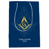Masonic Gift Bags | Navy Blue Gold Freemasonry Medium Cadeauzakje (Voorkant)