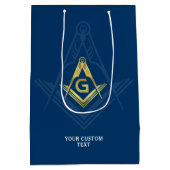 Masonic Gift Bags | Navy Blue Gold Freemasonry Medium Cadeauzakje (Achterkant)