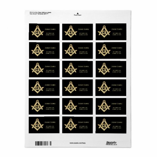 Masonic Golden Rush Etiket (Full Sheet)