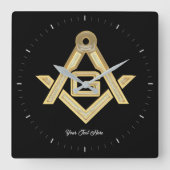 Masonic Golden Rush Vierkante Klok (Voorkant)