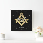 Masonic Golden Rush Vierkante Klok (Huis)