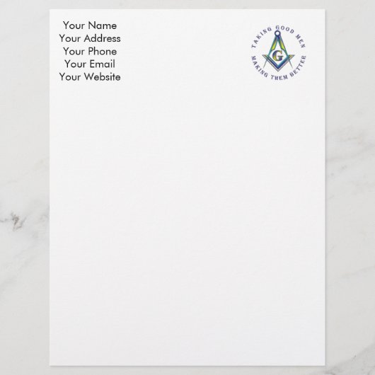Masonic Letterhead Briefhoofd Sjabloon (Voorkant)