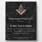 Masonic Lodge Appreciation Award Plaque (Devant)