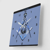 Masonic Minds (blauw) Vierkante Klok (Hoek)