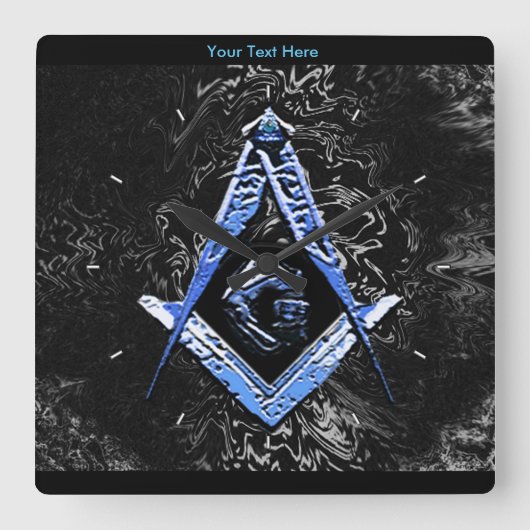 Masonic Minds (BlueSwish) Vierkante Klok (Voorkant)