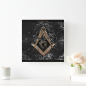 Masonic Minds (GoldenSwish) Vierkante Klok (Huis)