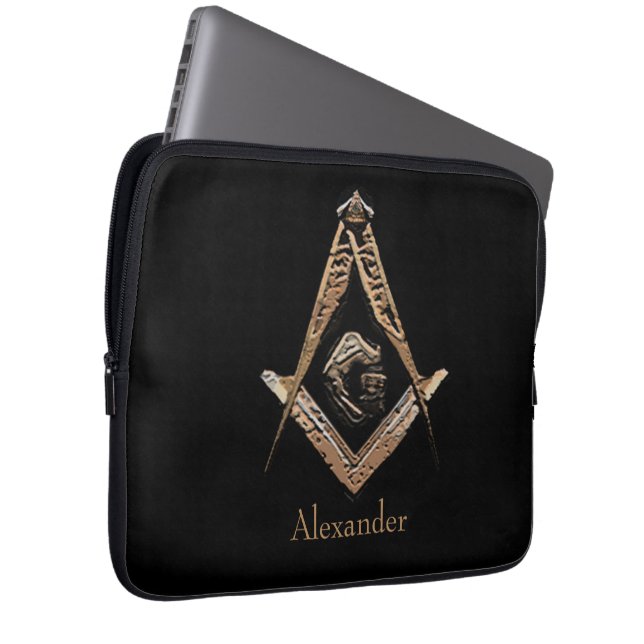 Masonic Minds (Gouden Bruin) Laptop Sleeve (Voorkant Rechts)