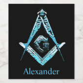 Masonic Minds (lichtblauw) Wijn Etiket (Enkel label)