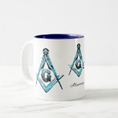 Masonic Minds (Light Blue) Tweekleurige Koffiemok (Voorkant links)
