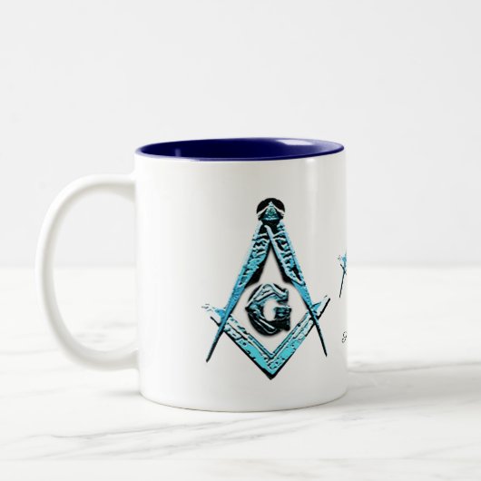 Masonic Minds (Light Blue) Tweekleurige Koffiemok (Links)