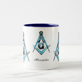 Masonic Minds (Light Blue) Tweekleurige Koffiemok (Center)