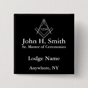 Masonic Nametag Vierkante Button 5,1 Cm