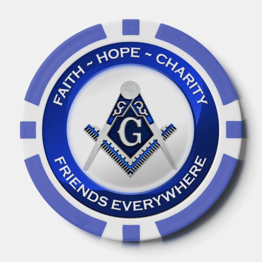 Masonic Piker Poker Chips Blue (Voorkant)