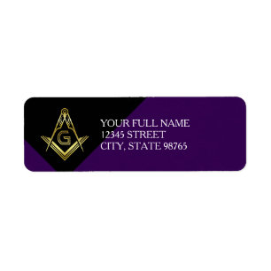 Masonic Return Address Labels Paars en goud