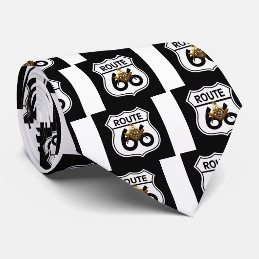 Masonic Route 66 Shield Stropdas (Opgerold)