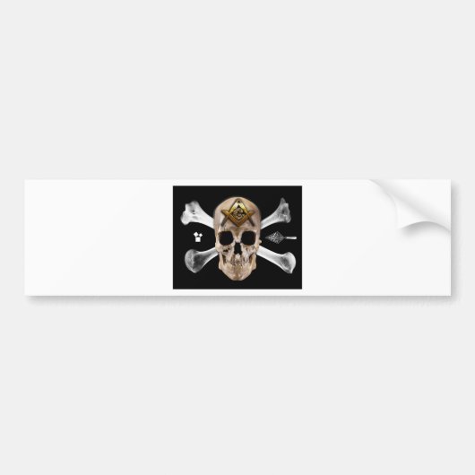 Masonic Skull & Botten Compass Square Bumpersticker (Voorkant)