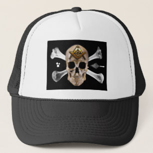 Masonic Skull & Botten Compass Square Trucker Pet