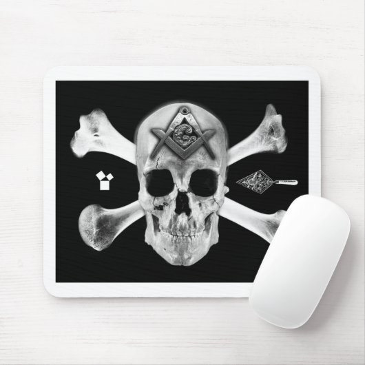 Masonic Skull & Botten, Square and Compass, Trowel Muismat (Met muis)