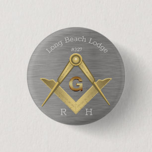 Masonic Square and Compass Monogram Ronde Button 3,2 Cm