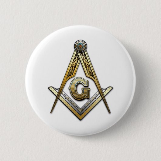 Masonic Square and Compass Ronde Button 5,7 Cm (Voorkant)