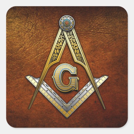 Masonic Square and Compass Vierkante Sticker (Voorkant)