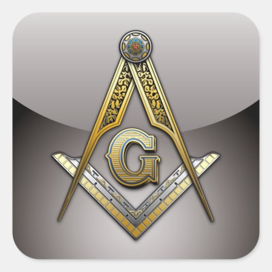 Masonic Square and Compass Vierkante Sticker (Voorkant)