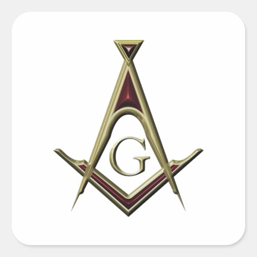 Masonic Square & Compass Vierkante Sticker (Voorkant)