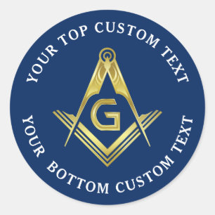 Masonic Stickers Navy Gold Square & Compass