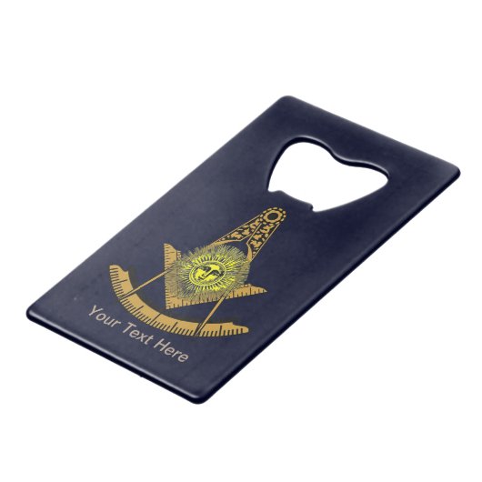 Masonic Sun Kredietkaart Flessenopener (Voorkant Gekanteld)