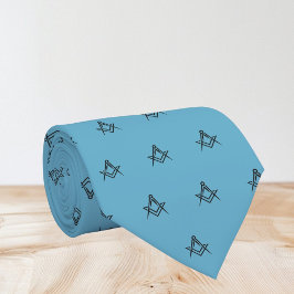 Masonic Vrijmetselaar Blauw Patroon Stropdas