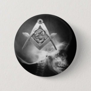 Masonic X-Ray Alien Skull Ronde Button 5,7 Cm