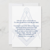 Masonische uitnodigingen | Gold Blue Diamond-Sjabl (Achterkant)