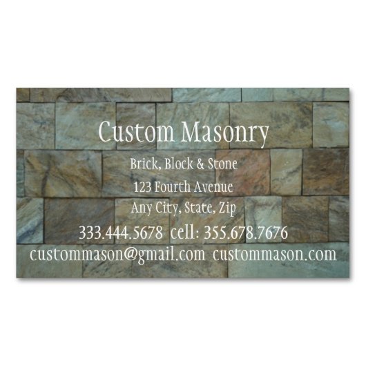 Masonry Brick Rock Stone Block Custom Magnetisch Visitekaartje (Voorkant)