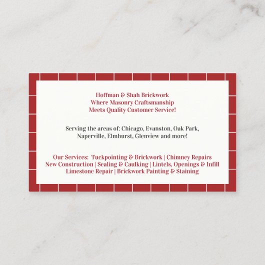 Masonry Chimney Carte de visite (Dos)