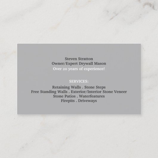 Masonry Chimney Carte de visite (Dos)