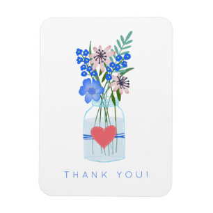 Masons Jar Heart Floral Hartelijk dank Magneet